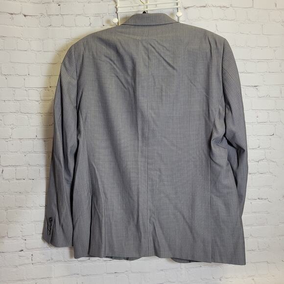Calvin Klein Sport Coat Blazer Suit Jacket Mens 44R 100% Wool Gray Pinstripe - Picture 2 of 5